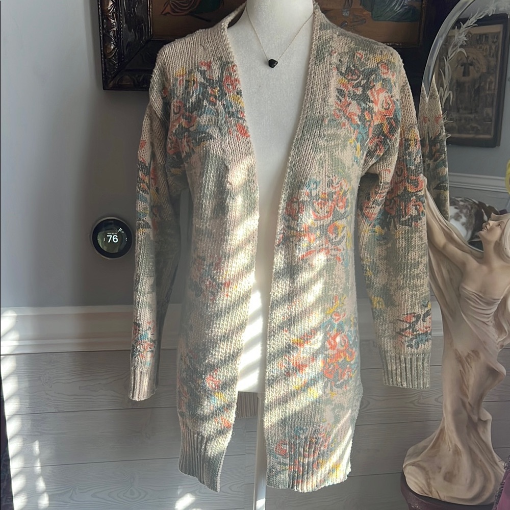 Floral Knit Open Cardigan